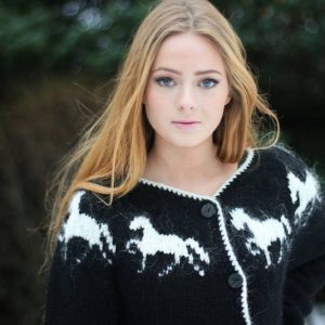 Handknitted sweater  with horse pattern