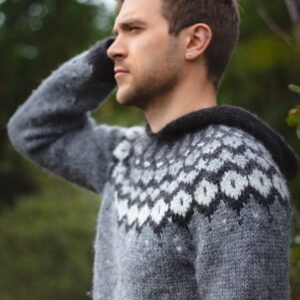 Traditional Icelandic sweater with hood